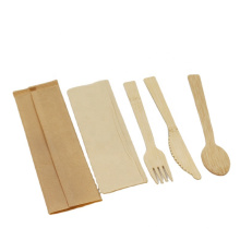 Organic Sustainable bamboo disposable cutlery with napkin